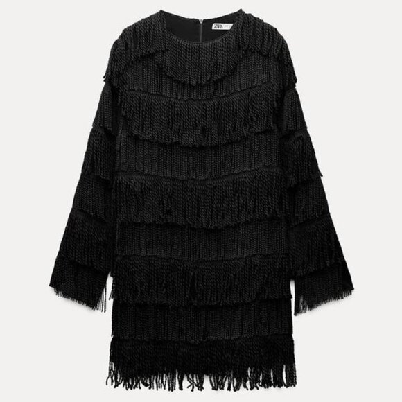 NWT ZARA FRINGE MINI DRESS ZW COLLECTION SIZE S - Picture 11 of 11